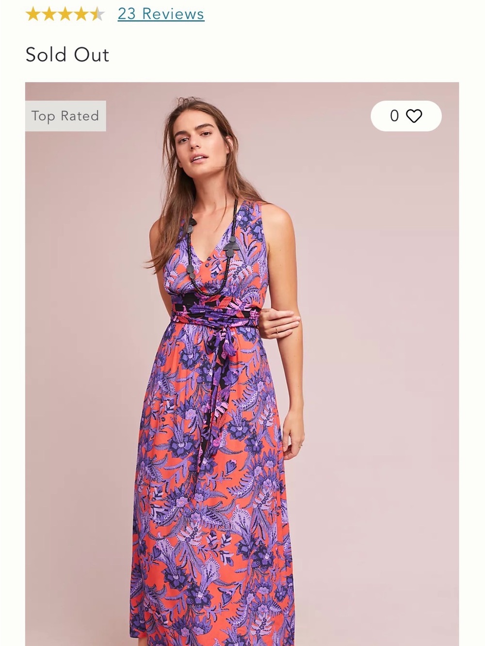 Anthropologie Orange & Purple Floral V-Neck Dress